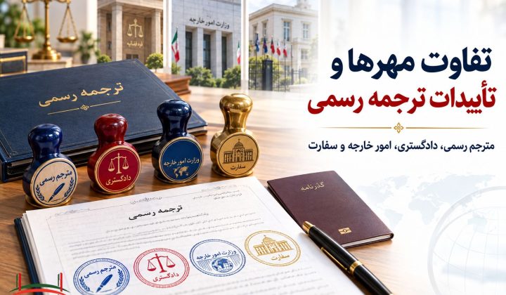 تفاوت مهر مترجم رسمی، دادگستری، وزارت امور خارجه و تأیید سفارت